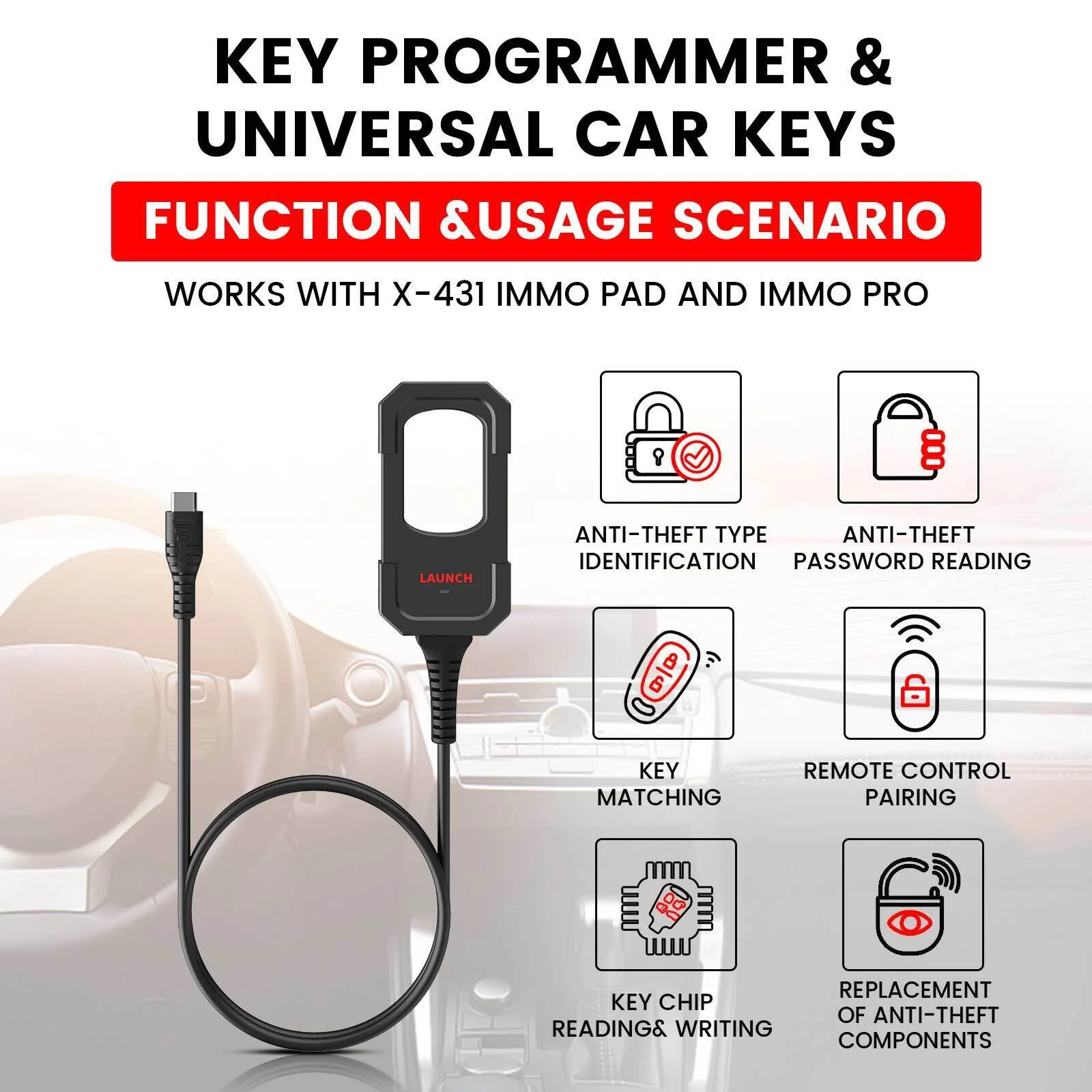 Launch X431 IMMO Key Programmer Remote/Chip Generation for PAD V/VII - Image 2